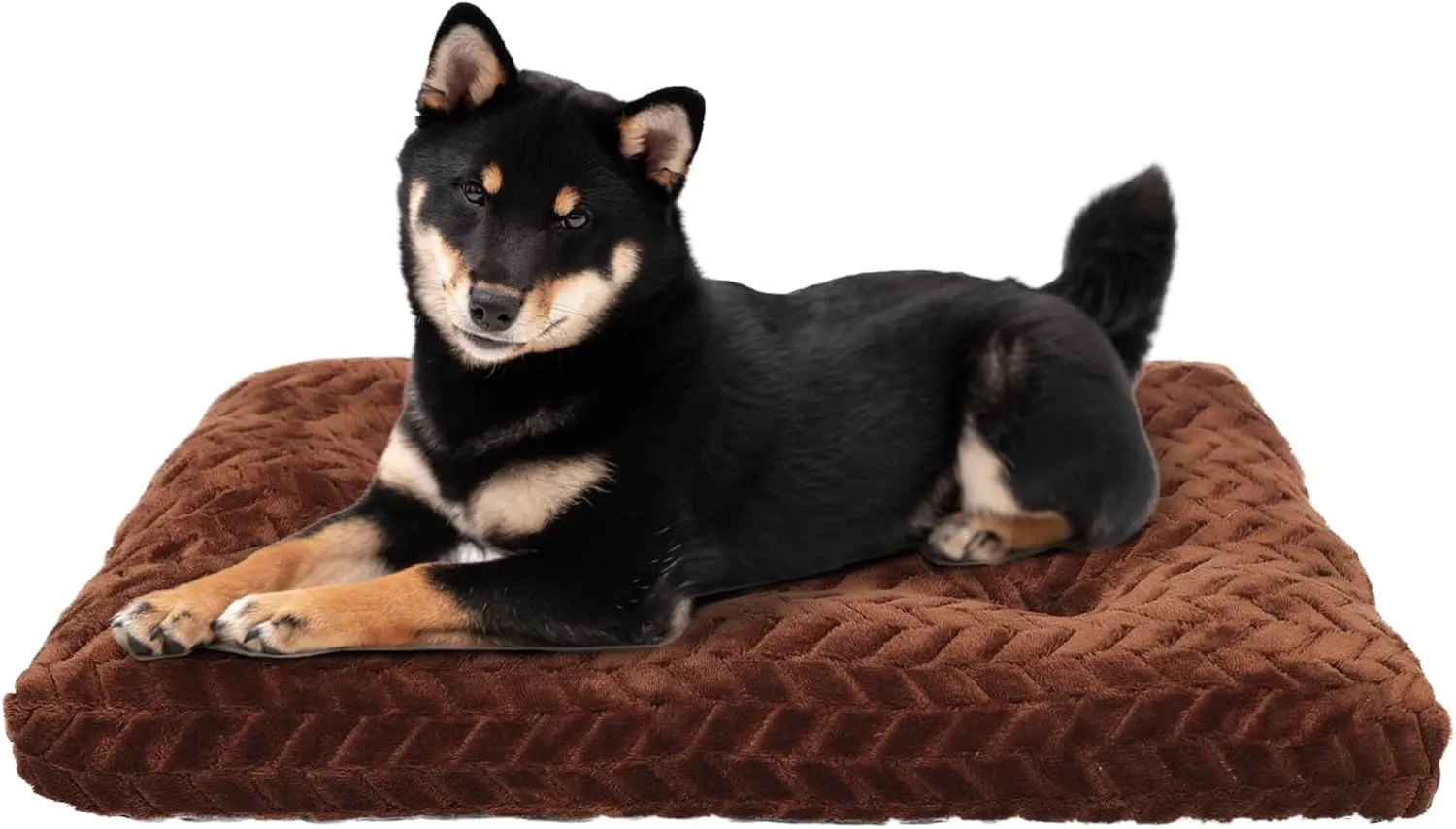 Dog Beds Crate Deluxe Washable Dog Bed for Medium/Large Dogs Dog Crate Mat 36 Inch Comfy Fluffy Kennel Pad Anti-Slip for Dogs Up to 70 lbs (Brown, Medium(36*23*4.7")