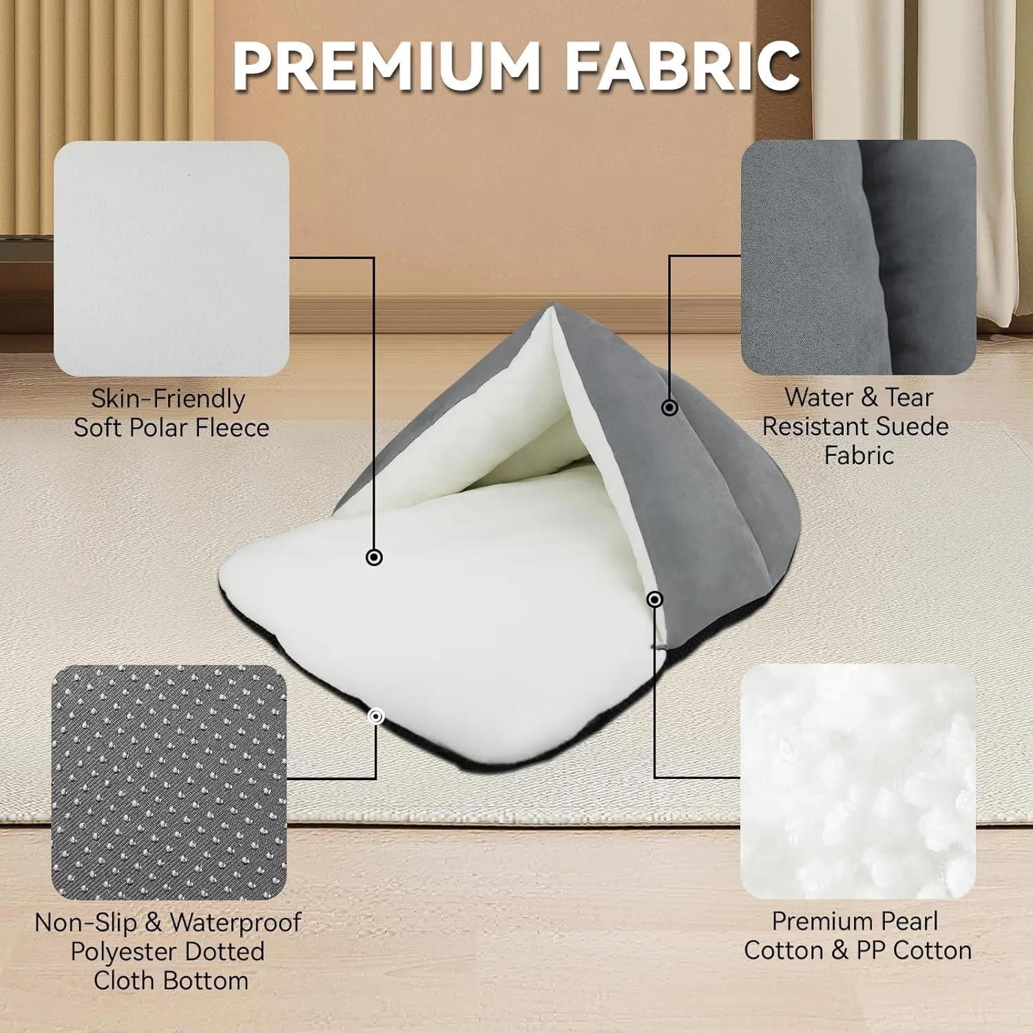Dog Beds for Small Dogs - Washable Small Dog Bed, Cozy Cave Dog Bed, Ultra Soft Medium Dog Beds for Medium Dogs, Self-Warming Cat Sleeping Bag, Non-Slip Bottom Pet Dog Bed, Cat Beds for Indoor Cats