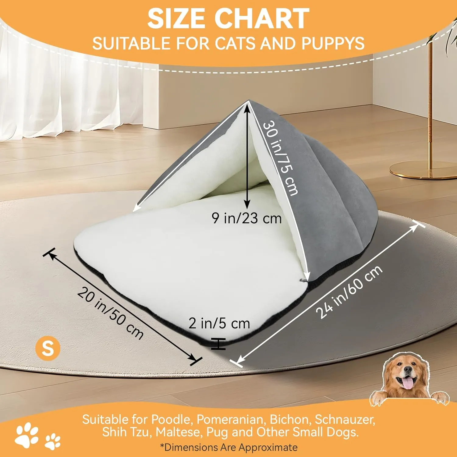Dog Beds for Small Dogs - Washable Small Dog Bed, Cozy Cave Dog Bed, Ultra Soft Medium Dog Beds for Medium Dogs, Self-Warming Cat Sleeping Bag, Non-Slip Bottom Pet Dog Bed, Cat Beds for Indoor Cats