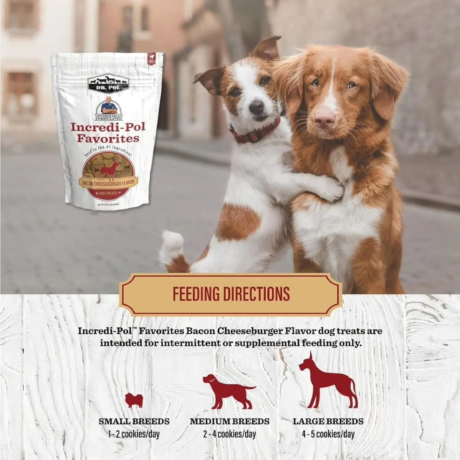 Dr. Pol Healthy All Natural Dog Treats - Incredi-Pol Pet Treats Made in USA, Dog Biscuits, Large or Small Dogs, Baked Puppy Training Biscuits, No Corn, Gourmet, Bacon Cheeseburger, 12oz