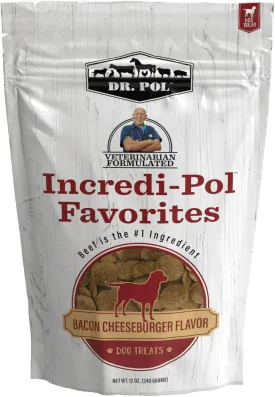 Dr. Pol Healthy All Natural Dog Treats - Incredi-Pol Pet Treats Made in USA, Dog Biscuits, Large or Small Dogs, Baked Puppy Training Biscuits, No Corn, Gourmet, Bacon Cheeseburger, 12oz