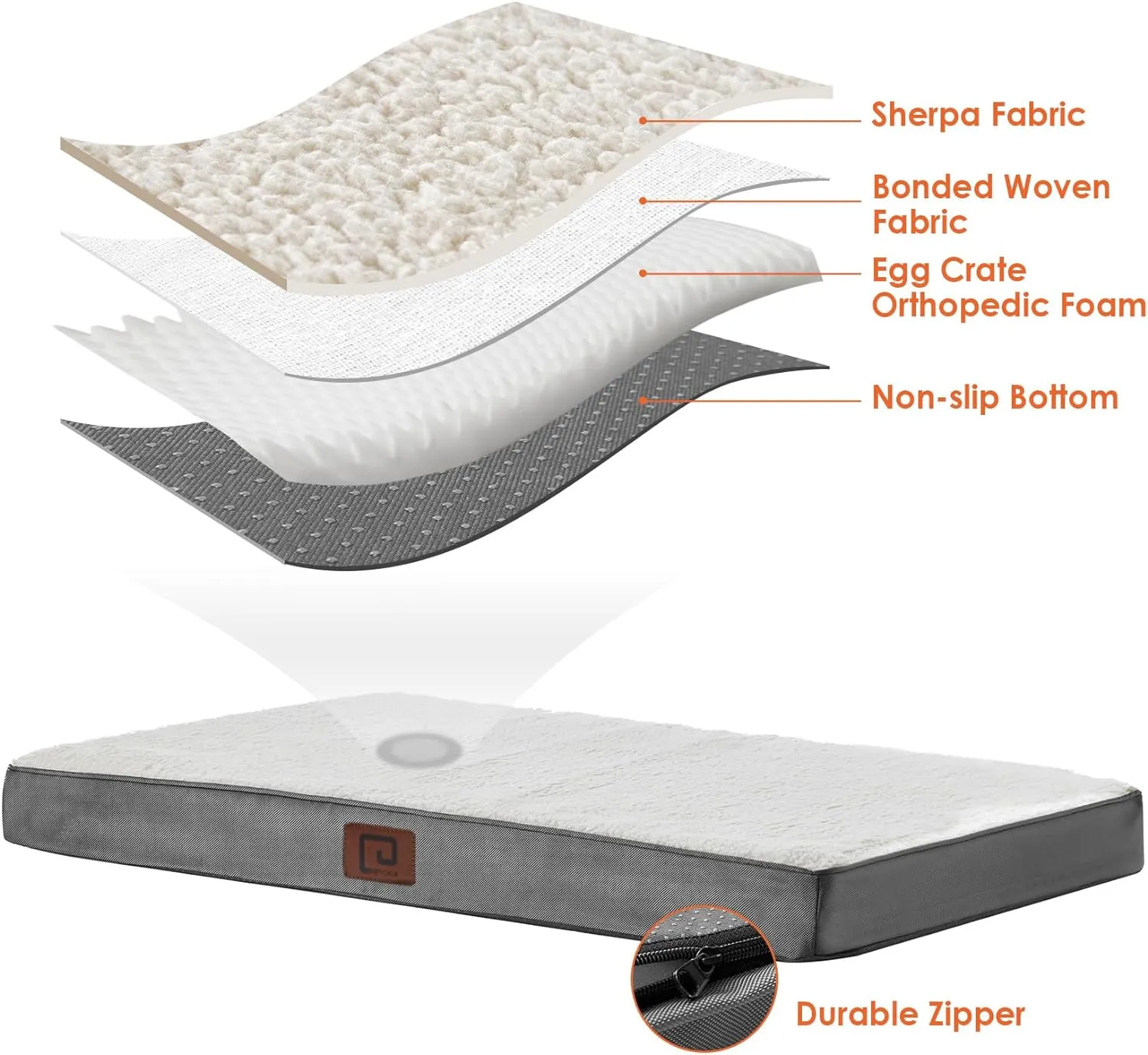 EHEYCIGA Orthopedic XL Dog Beds for Extra Large Dogs with Removable Washable Cover for Crate, Beige, 41x27