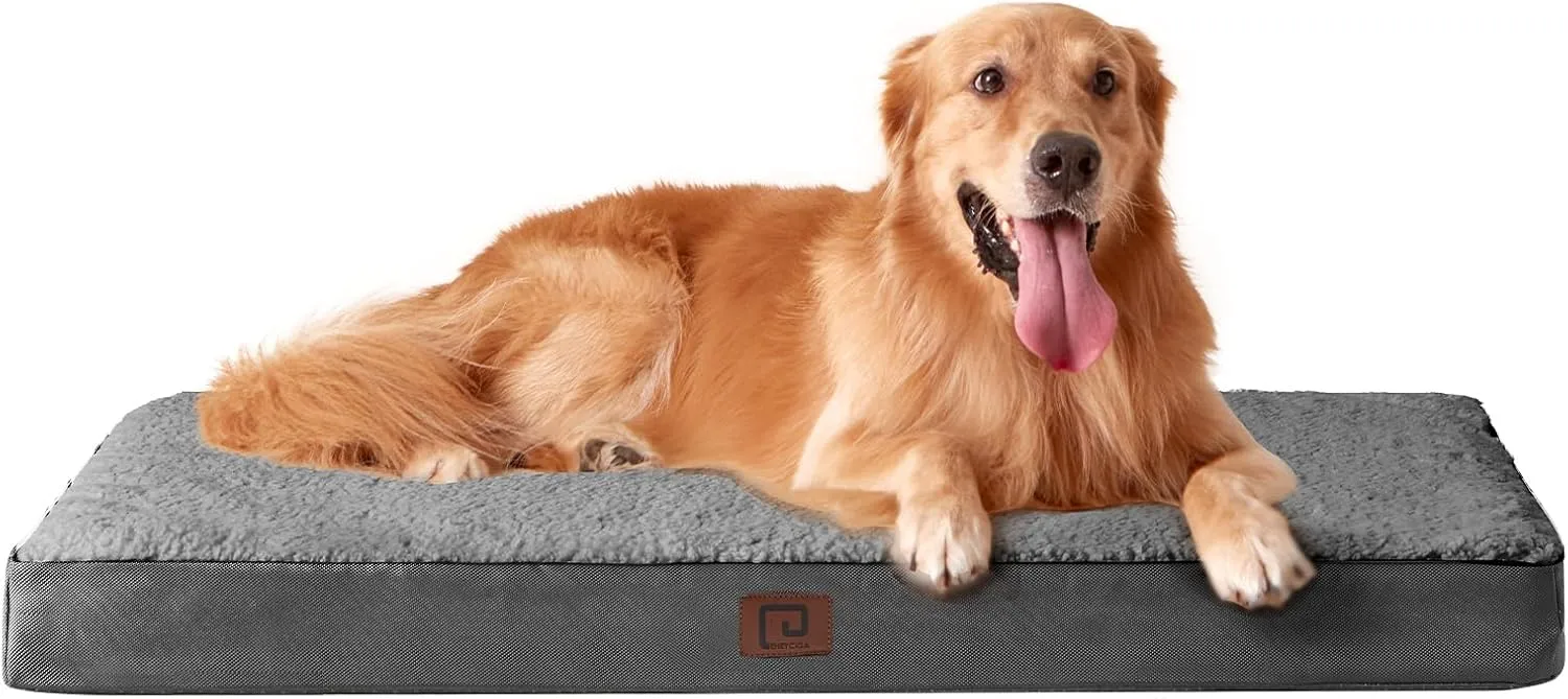EHEYCIGA Orthopedic XL Dog Beds for Extra Large Dogs with Removable Washable Cover, Grey, 44x32