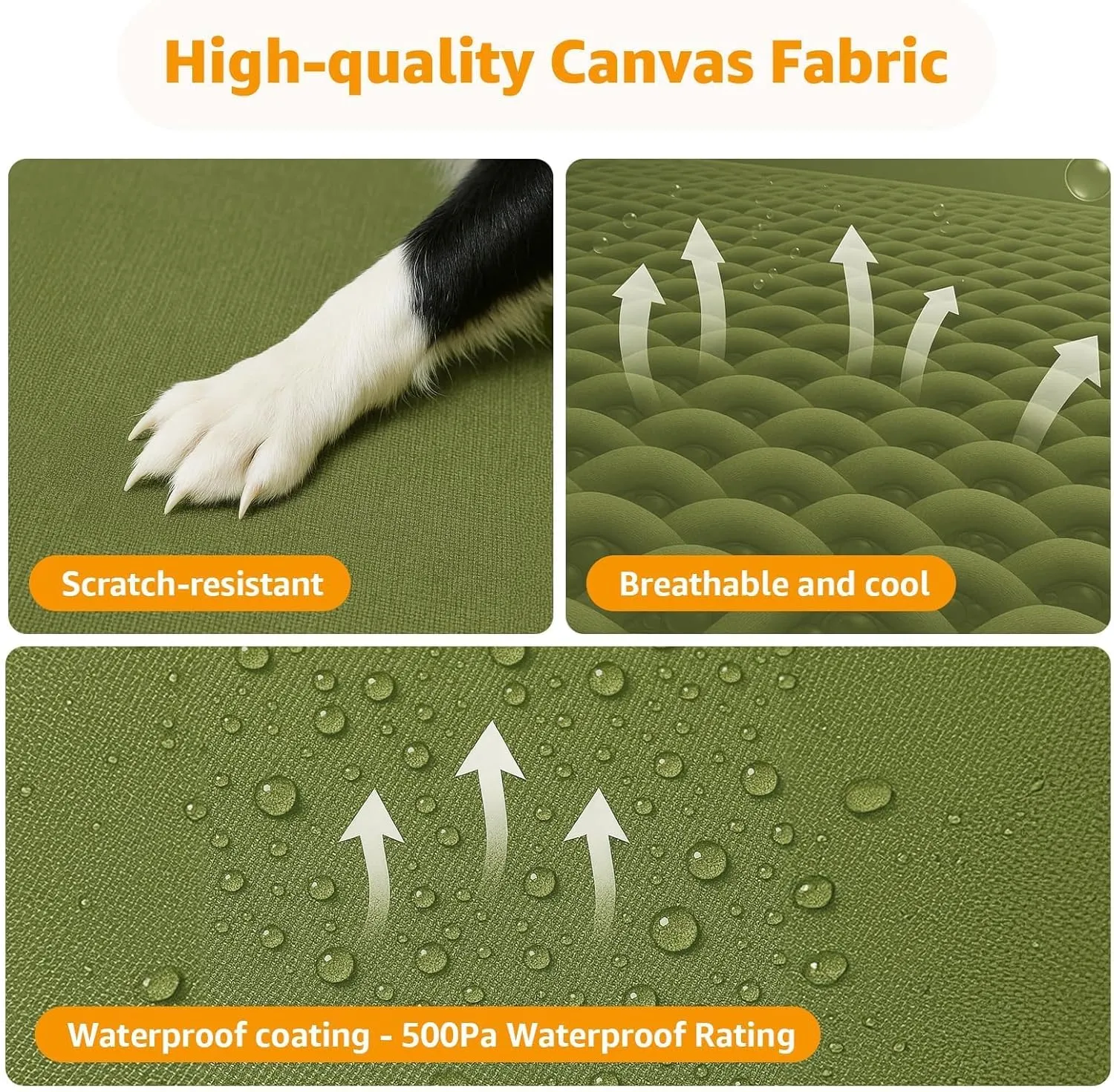 Elevated Dog Beds Extra Large Sized Dog, Raised Outdoor Bed Waterproof and Washable Canvas, Chew Proof Indoor Pet Hammocks, Green