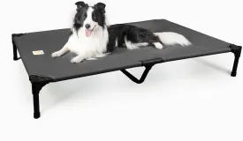 Elevated Dog Beds Large Sized Dog, Raised Outdoor Bed Waterproof and Washable Canvas, Chew Proof Indoor Pet Hammocks, Dark Grey