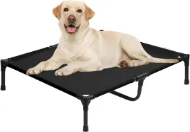 Elevated Dog Beds Large Sized Dogs, Cooling Raised Pet Cot Beds, Portable Lifted Camping Pet Bed with Washable Mesh, Durable Pets Hammock for Training, Non Slip, Easy to Clean, Black, L