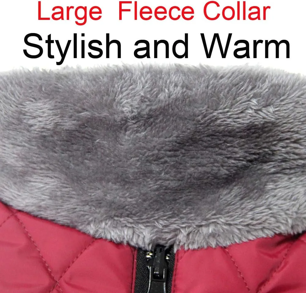 Fleece Collar Reversible Dog Coats for Small Dogs Waterproof Warm Puppy Jacket for Cold Winter,Red S