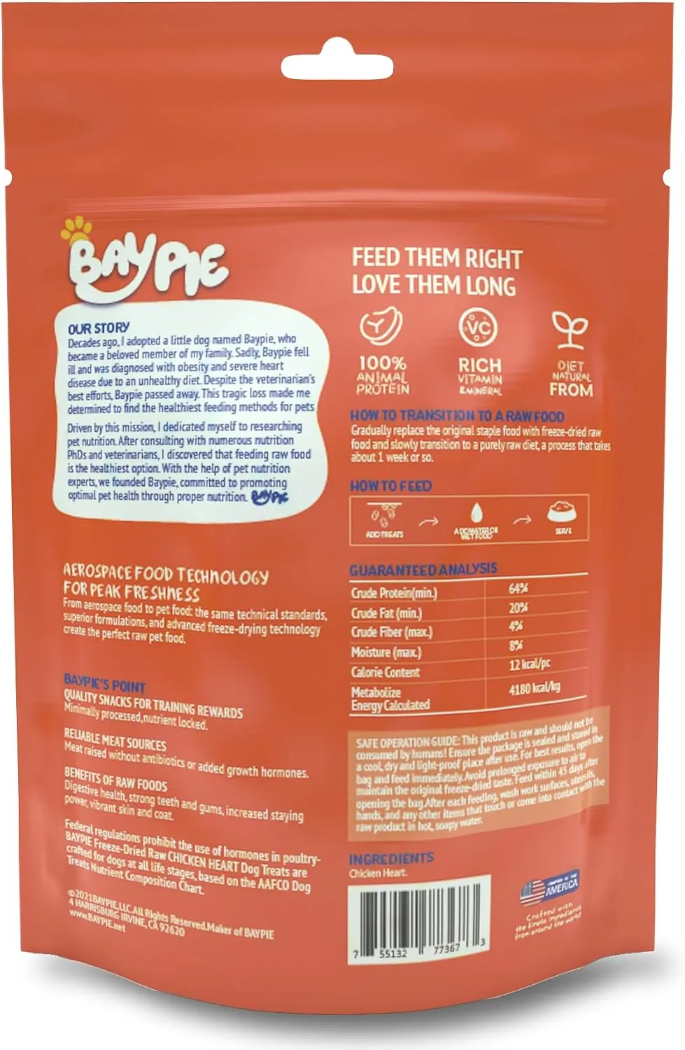 Freeze Dried Raw Chicken Hearts Dog and Cat Treats 3.5 oz,Single Ingredient Whole Chicken Hearts for Dogs,Healthy Dog Training Treats,Rawhide Free, Gluten&Grain Free