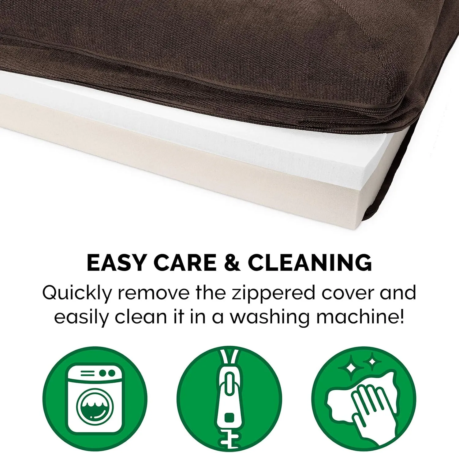 Furhaven Memory Foam Dog Bed for Large Dogs w/ Removable Bolsters & Washable Cover, For Dogs Up to 125 lbs - Sherpa & Chenille Sofa - Coffee, Jumbo Plus/XXL