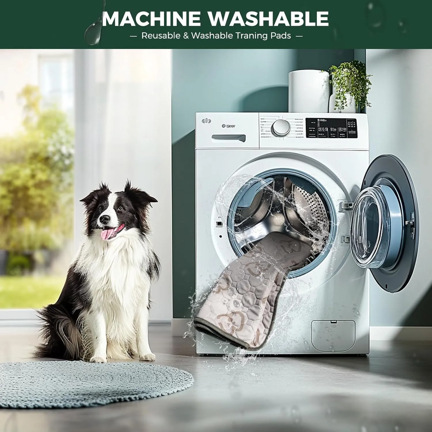 FXW Washable Pee Pads for Dogs, Puppy Pads with Super Absorbent, Specifically Designed for 24inch 6 Panels Dog Playpen, Hexagon, 62" x 55", 1 Pack
