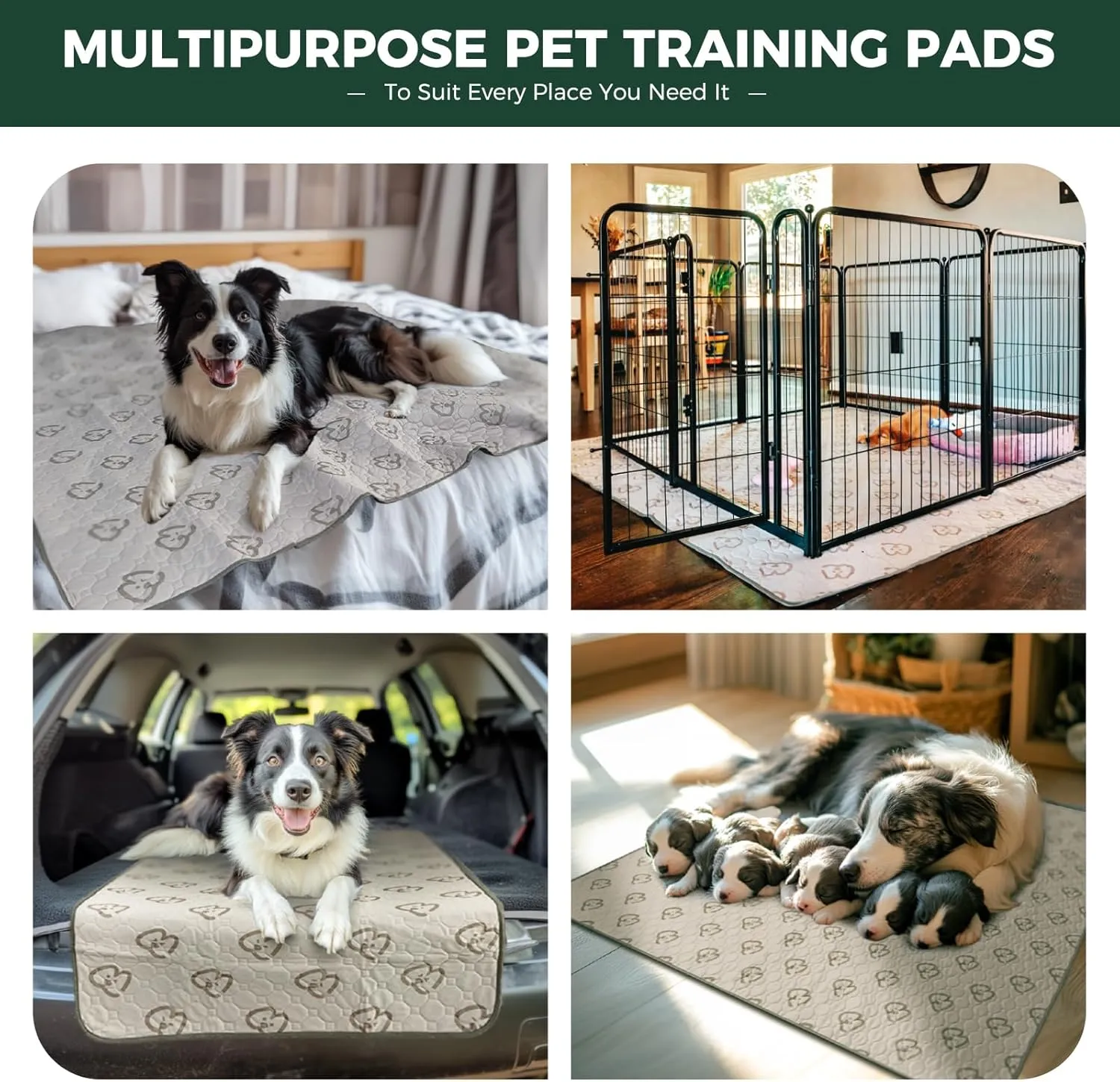 FXW Washable Pee Pads for Dogs, Puppy Pads with Super Absorbent, Specifically Designed for 24inch 6 Panels Dog Playpen, Hexagon, 62" x 55", 1 Pack