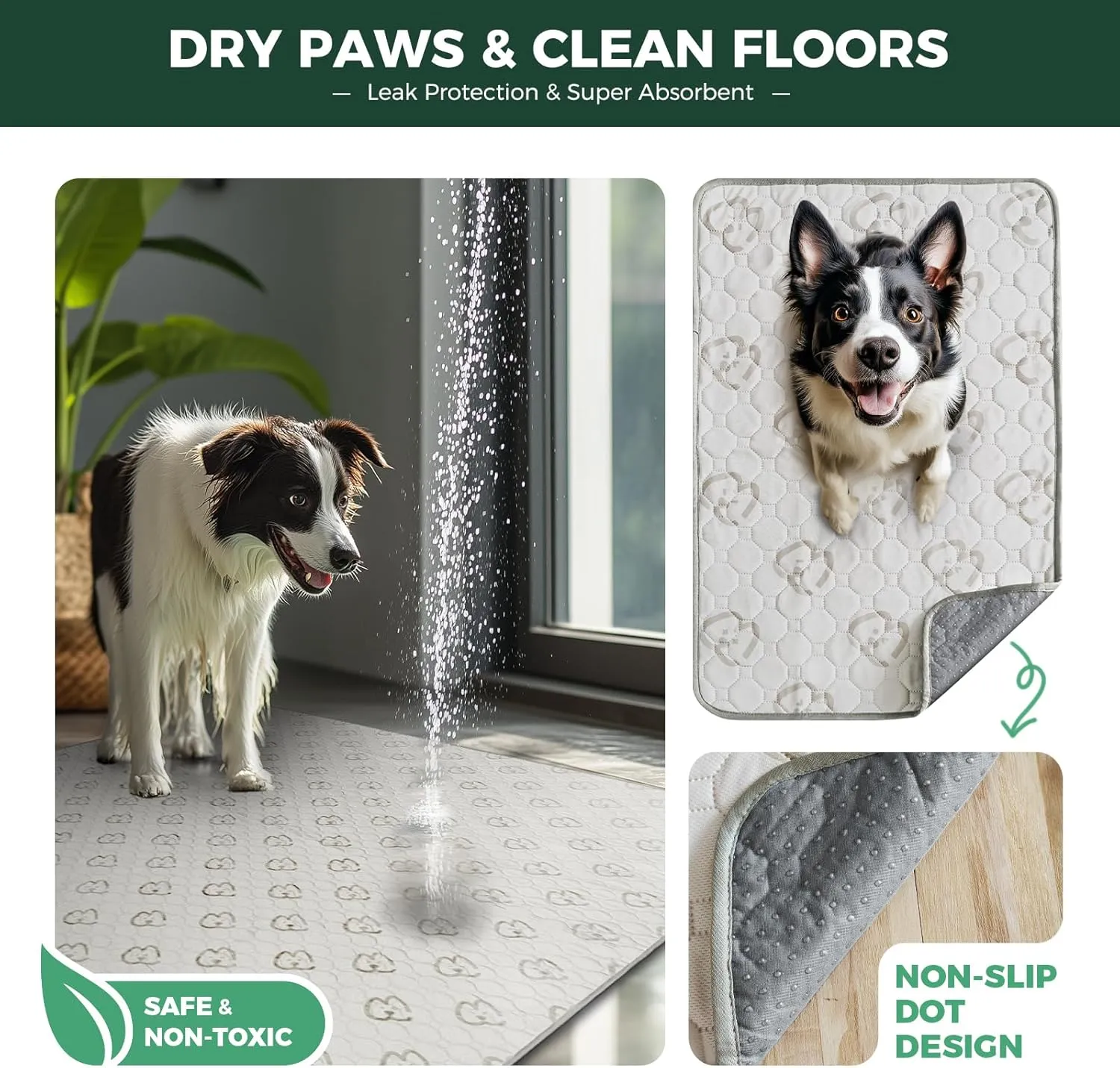 FXW Washable Pee Pads for Dogs, Puppy Pads with Super Absorbent, Specifically Designed for 24inch 6 Panels Dog Playpen, Hexagon, 62" x 55", 1 Pack