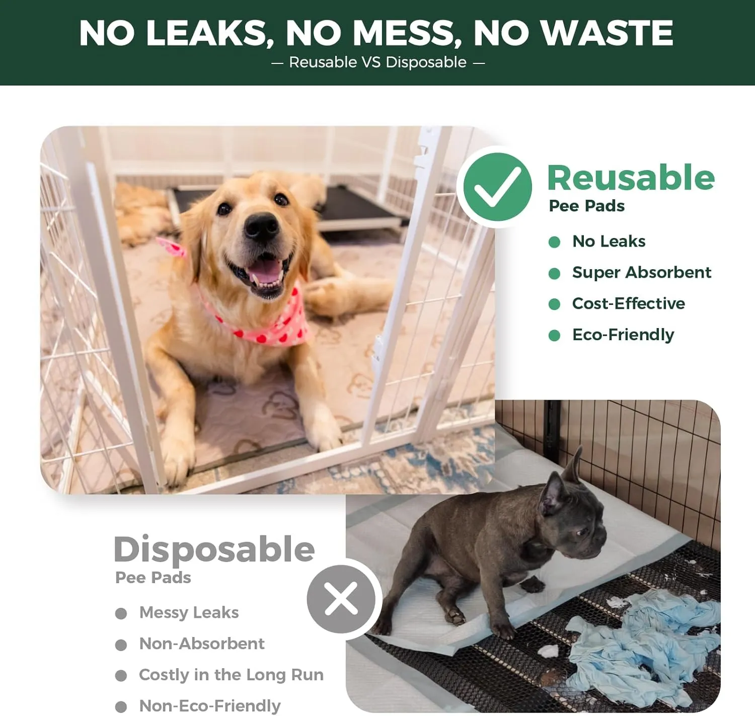 FXW Washable Pee Pads for Dogs, Puppy Pads with Super Absorbent, Specifically Designed for 24inch 6 Panels Dog Playpen, Hexagon, 62" x 55", 1 Pack