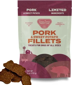 Gaines Family Farmstead Sweet Potato & Pork Dog Treats  Tastes Like Bacon, Natural, Grain-Free, High Protein, Limited Ingredient, Healthy Chews and Training Treats for Dogs, Made in USA, 6 oz