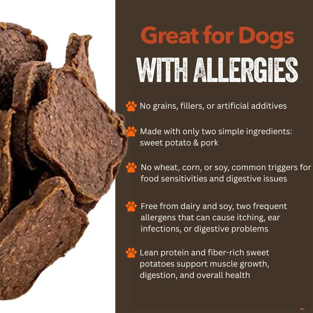 Gaines Family Farmstead Sweet Potato & Pork Dog Treats  Tastes Like Bacon, Natural, Grain-Free, High Protein, Limited Ingredient, Healthy Chews and Training Treats for Dogs, Made in USA, 6 oz