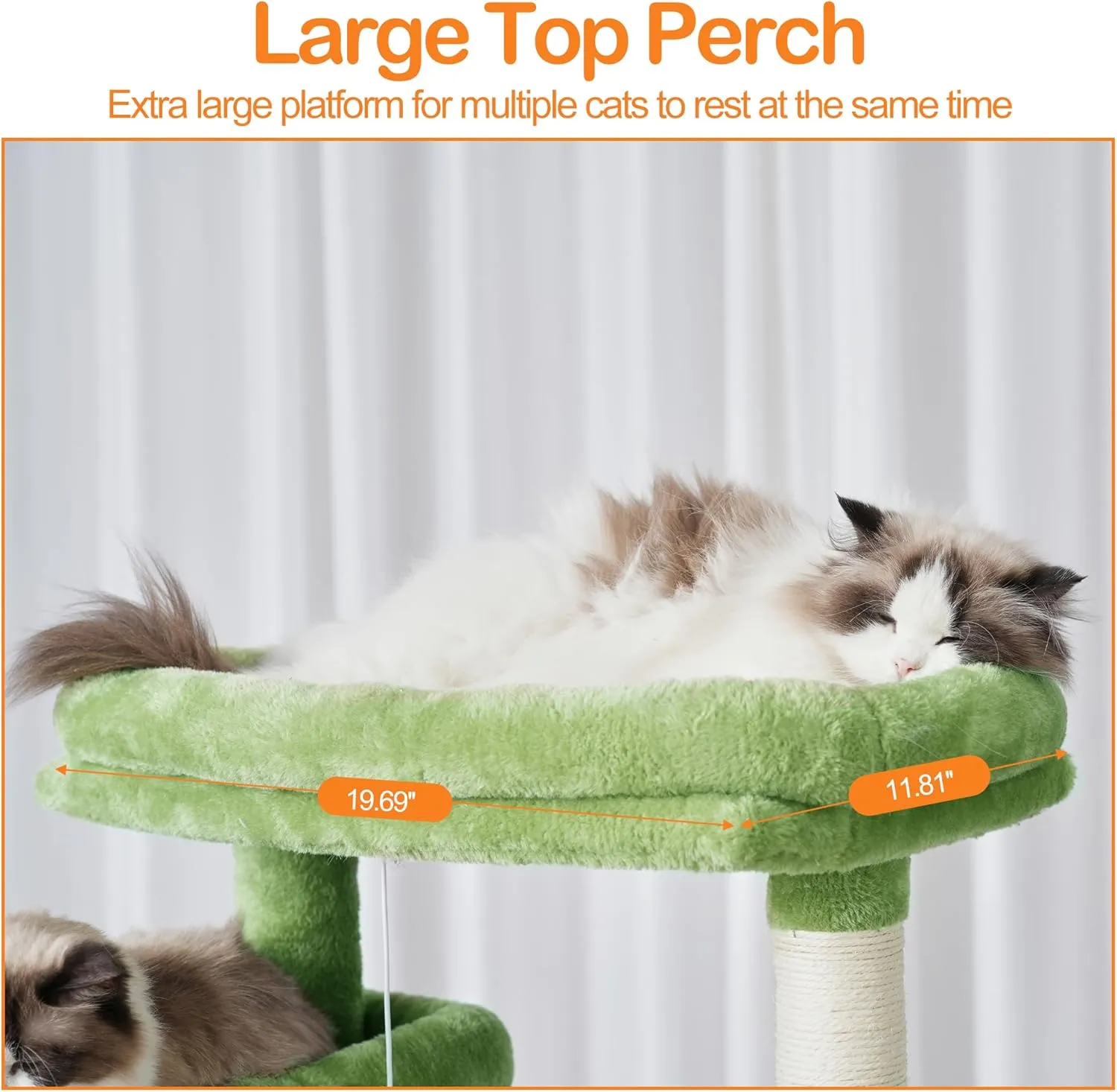 Heybly Cat Tree71-Inch Tall Tower for Indoor Cats with 2 Perches, 2 Big Condos, 2 Hammocks, Basket, Scratching PadLarge Cat Furniture and Condo, Green HCT034GR