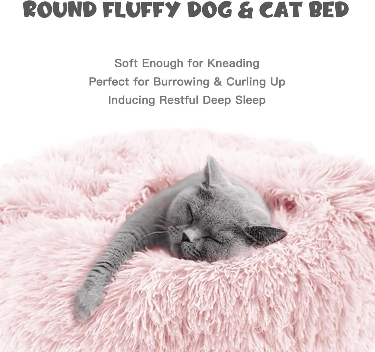 Himax Dog Beds for Large Dogs, Comfort Dogs Beds with Blanket Attached, Calming Anti-Anxiety Fluffy Dog Bed Washable (20"/26"/35") Pink