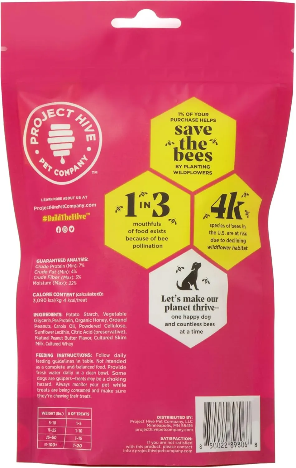 Hive Dog Training Treats 2 Pack  Healthy, Non-GMO Project Verified, Natural Peanut Butter Flavored, Vegetarian, Grain Free Dog Treat for Small and Large Dogs, Made in The USA