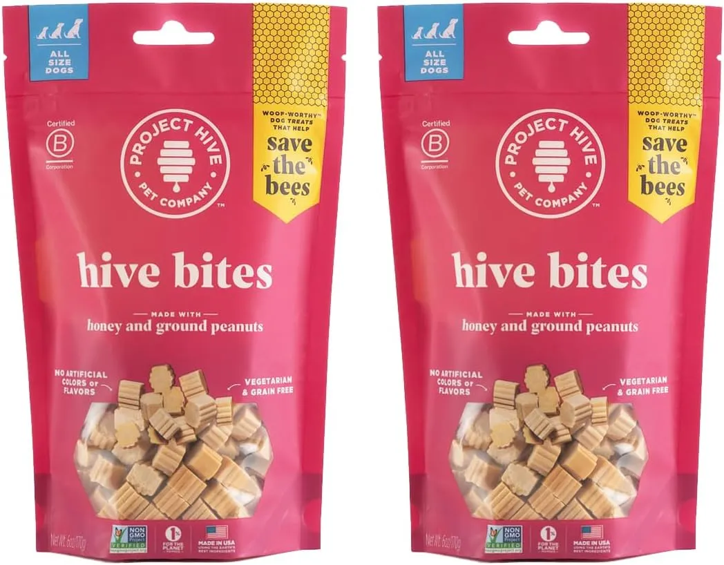 Hive Dog Training Treats 2 Pack  Healthy, Non-GMO Project Verified, Natural Peanut Butter Flavored, Vegetarian, Grain Free Dog Treat for Small and Large Dogs, Made in The USA