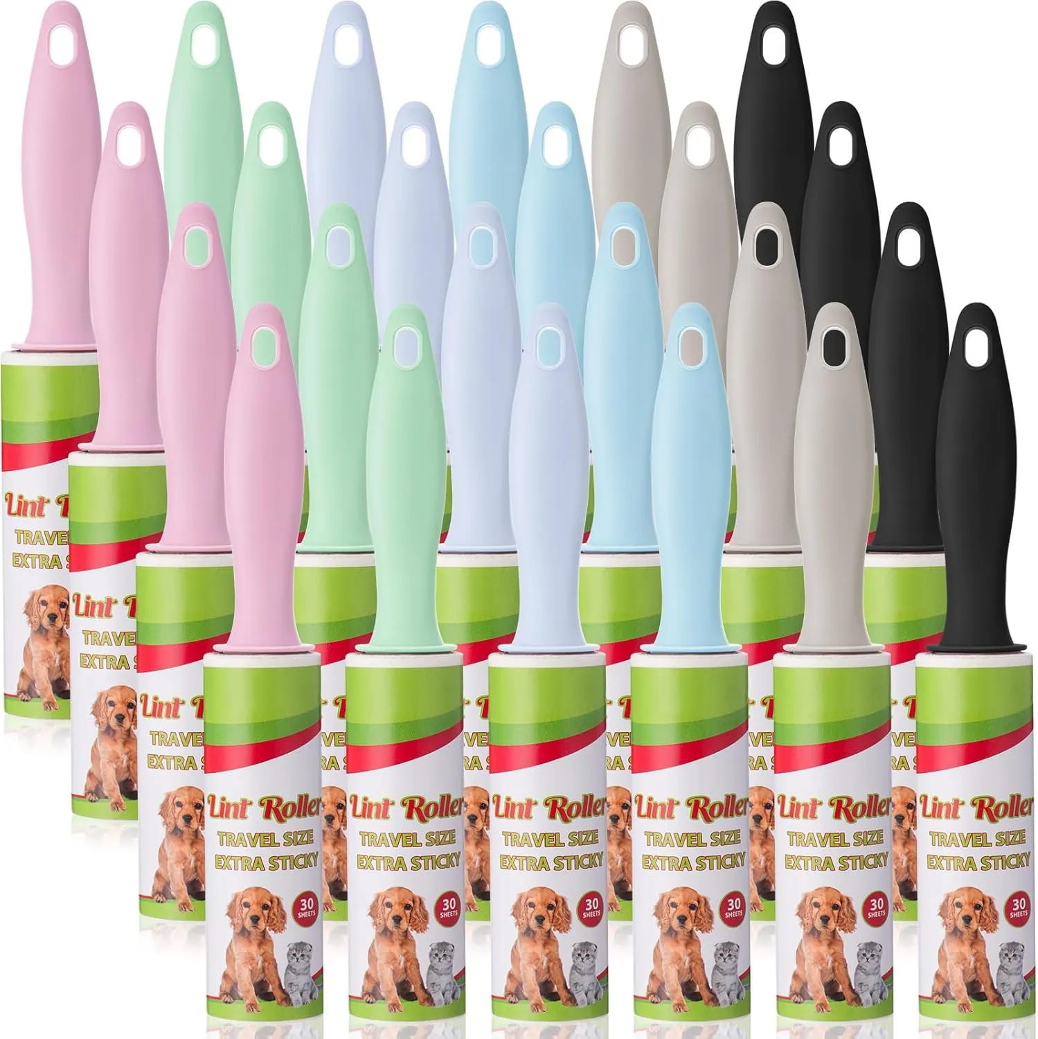 Hushee Mini Lint Roller for Travel Small Lint Removers for Pet Hair and Clothes Travel Size Removers Sticky Removing Tool for Travel, Gift Bags, Furniture, Car Seat(24 Pcs)