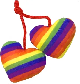 Huxley & Kent Cat Toy | Pride Heart Strings | Rainbow Strong Catnip Filled Cat Toy | Soft Plush Kitty Toy with Catnip and Crinkle | Kittybelles