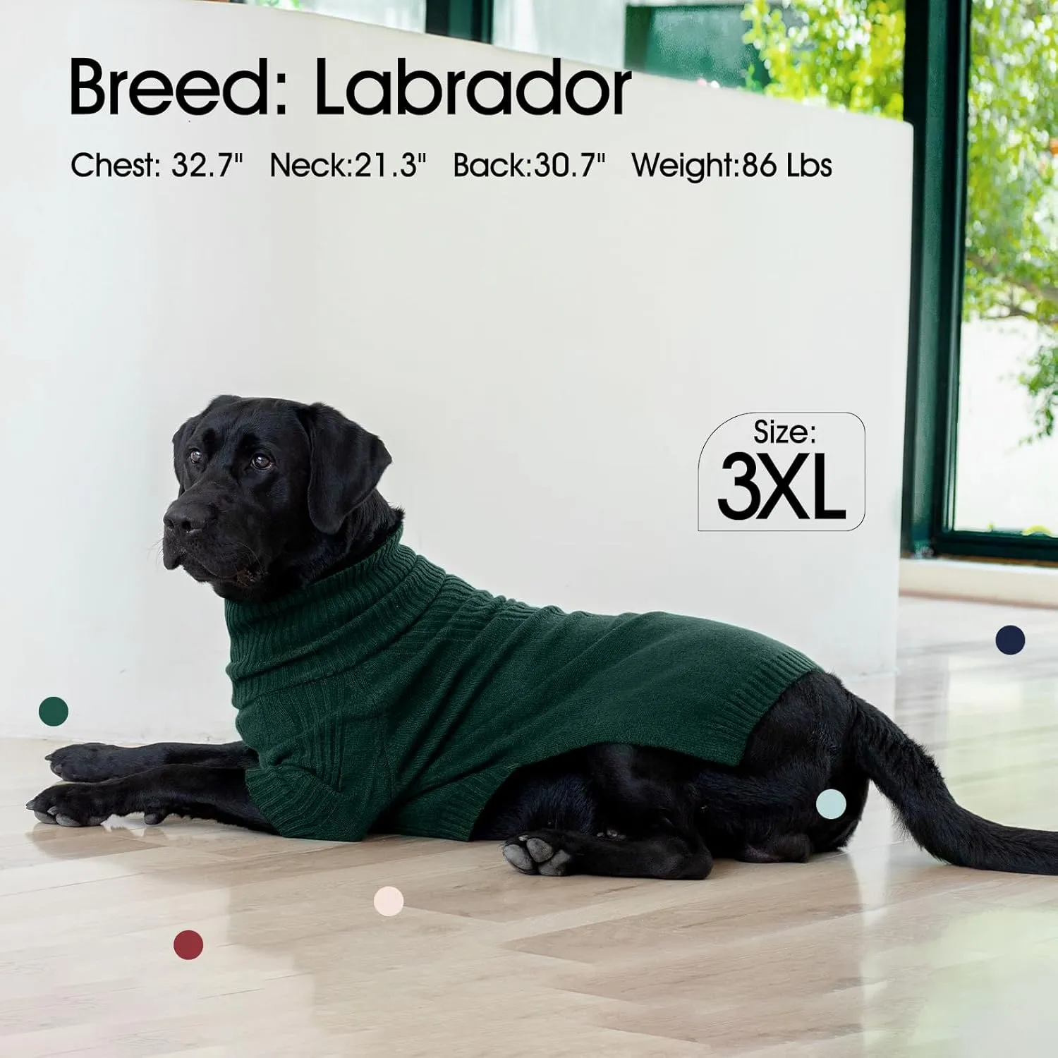 IECOii Extra-Large Dog Sweater 5XL,Christmas Dog Sweaters for Extra Large Dogs Girl Boy,Turtleneck Knitted Knitwear Easy On Doggie Sweatshirt Dog Sweater for Doberman,Great Dane(Green,XXXXXL)