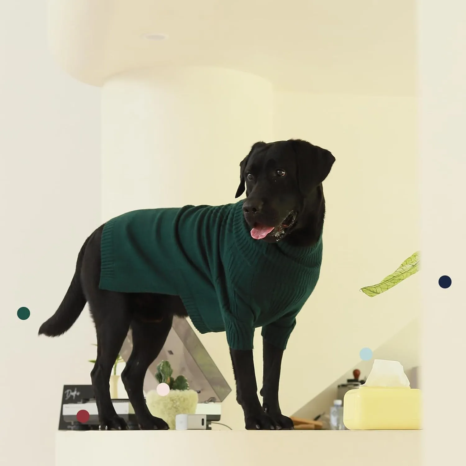IECOii Extra-Large Dog Sweater 5XL,Christmas Dog Sweaters for Extra Large Dogs Girl Boy,Turtleneck Knitted Knitwear Easy On Doggie Sweatshirt Dog Sweater for Doberman,Great Dane(Green,XXXXXL)