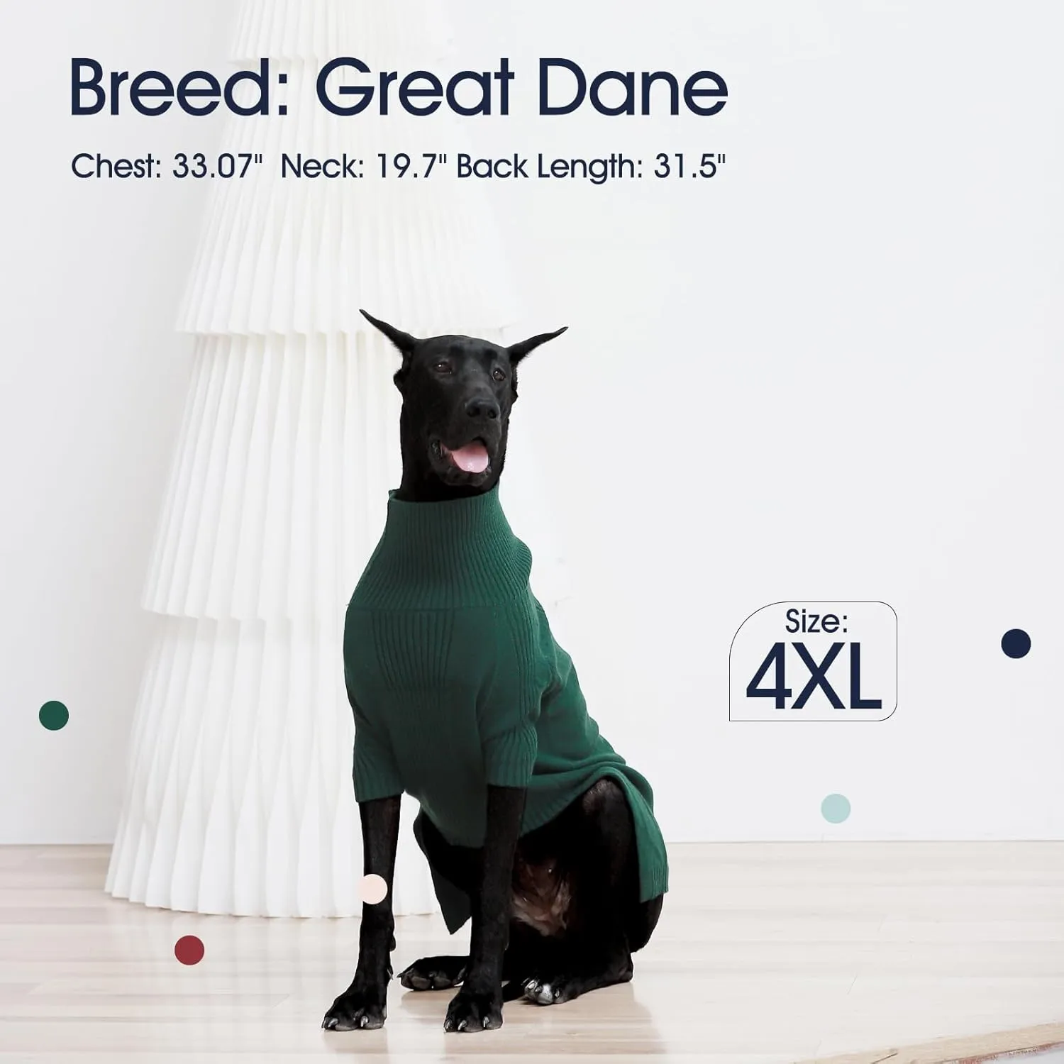 IECOii Extra-Large Dog Sweater 5XL,Christmas Dog Sweaters for Extra Large Dogs Girl Boy,Turtleneck Knitted Knitwear Easy On Doggie Sweatshirt Dog Sweater for Doberman,Great Dane(Green,XXXXXL)