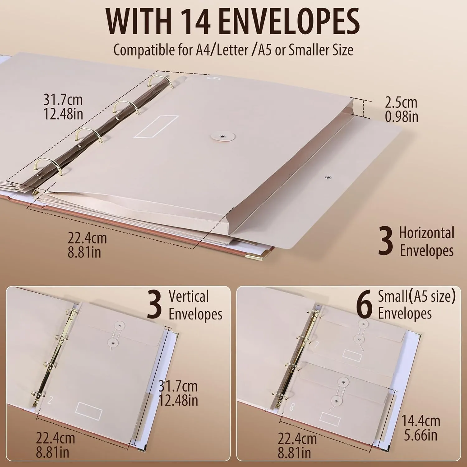 Important Document Organizer, Folio Folders with Pockets, Expanding File Folder for Important Papers, Emergency Binder, Birth Certificates, Social Security Cards, and Passports, Anti-Lost Binders