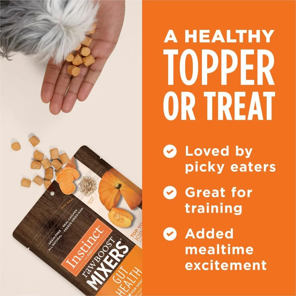Instinct Raw Boost Mixers, Freeze Dried Dog Food Topper with Functional Ingredients, Grain Free, Real Chicken - Gut Health , 23 oz. Bag