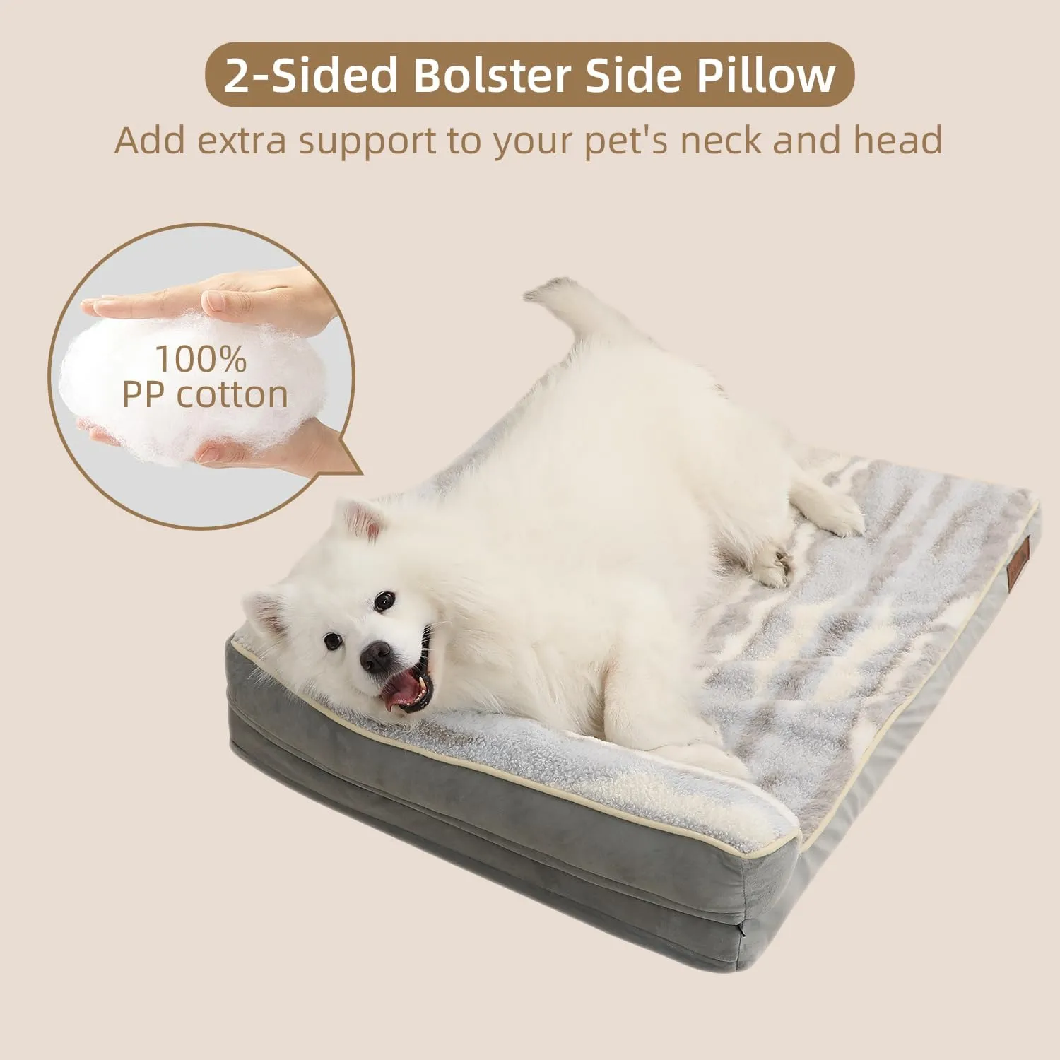 JEMA Orthopedic Dog Bed for Large Dogs - L-Shaped Sofa-Style Design, Waterproof Washable Cover & Non-Slip Base, Removable Bolster Support (Joint Pain Relief, Durable Pet Bed)