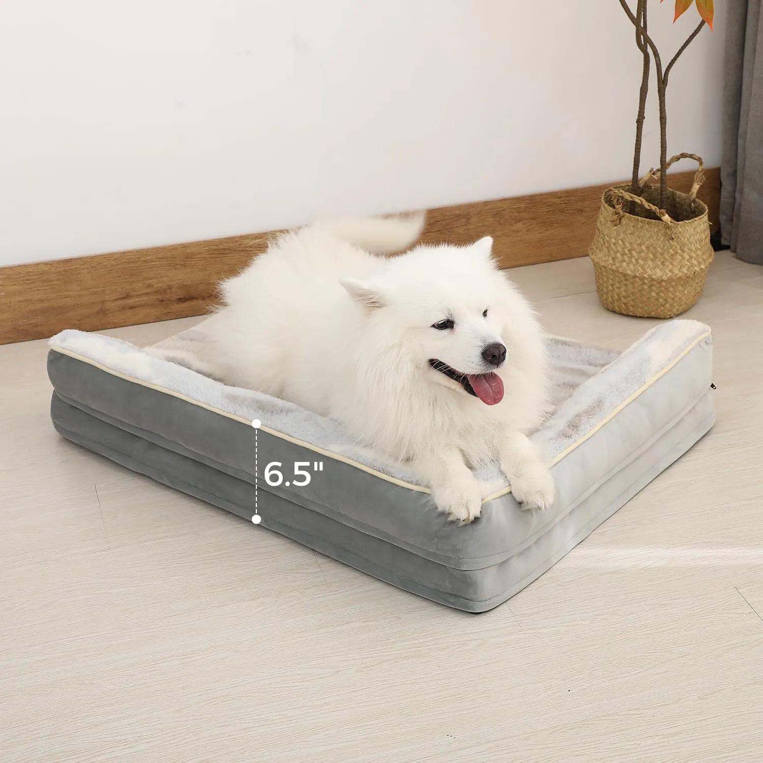 JEMA Orthopedic Dog Bed for Large Dogs - L-Shaped Sofa-Style Design, Waterproof Washable Cover & Non-Slip Base, Removable Bolster Support (Joint Pain Relief, Durable Pet Bed)