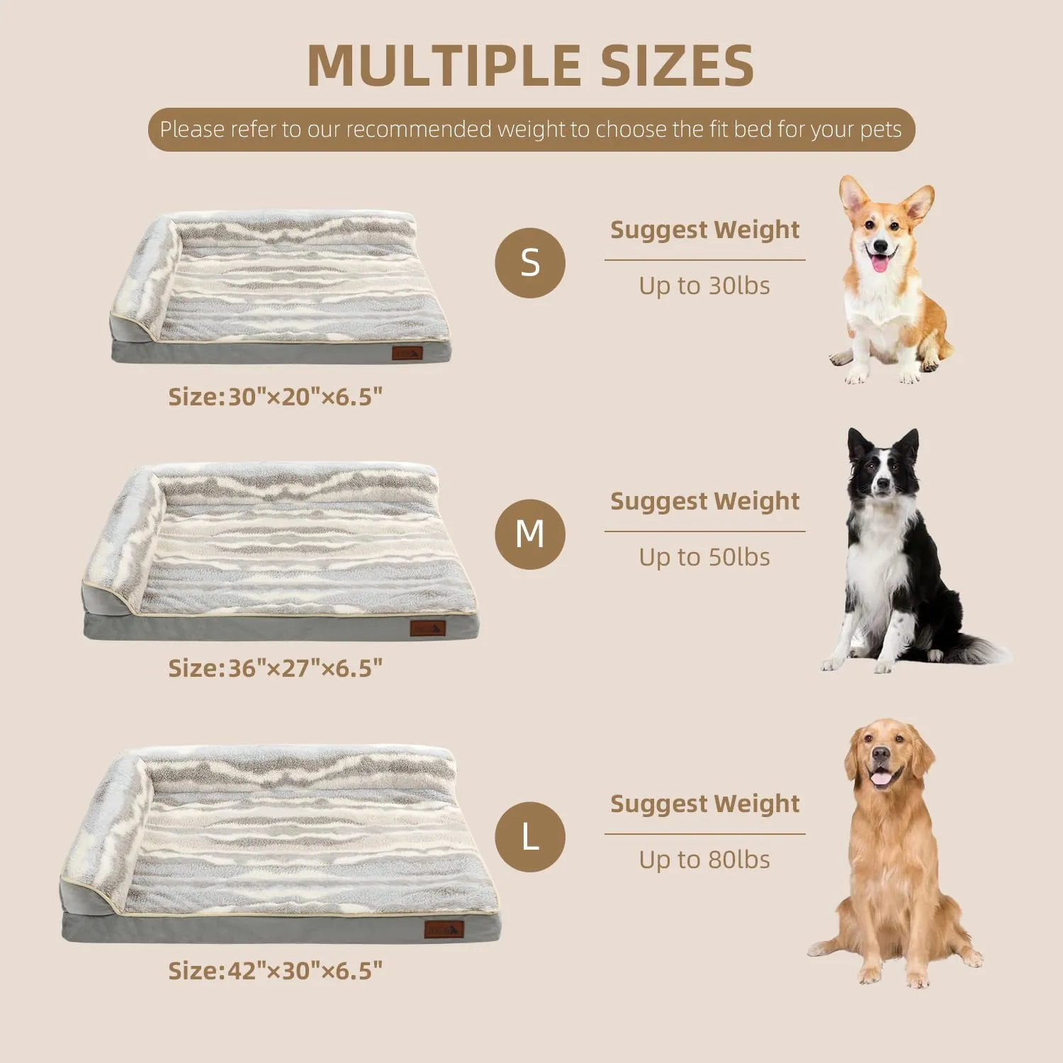 JEMA Orthopedic Dog Bed for Large Dogs - L-Shaped Sofa-Style Design, Waterproof Washable Cover & Non-Slip Base, Removable Bolster Support (Joint Pain Relief, Durable Pet Bed)
