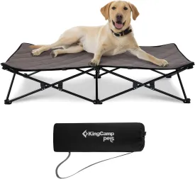 KingCamp Elevated Dog Bed Portable Raised Dog Beds Stable Folding Dog Cot Dog Camping Bed for Outdoor Travel with Washable Mesh for Small, Medium, Large Pet Weight Up to 155lbs with Carry Bag