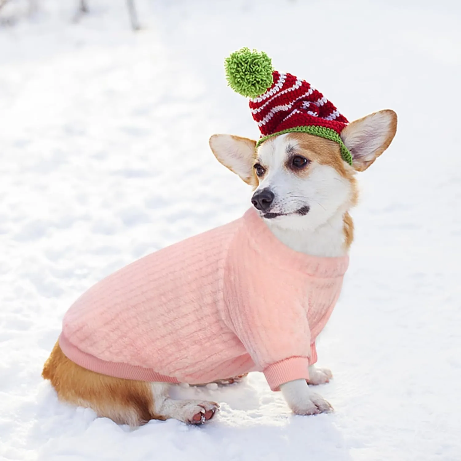 Kuoser Dog Sweater, Dog Sweaters for Small Dogs Girls Boys, Christmas Dog Sweater Pet Outfit, Dog Winter Clothes Doggie Sweatshirt for Boston Terrier, Schnauzer (Pink M)