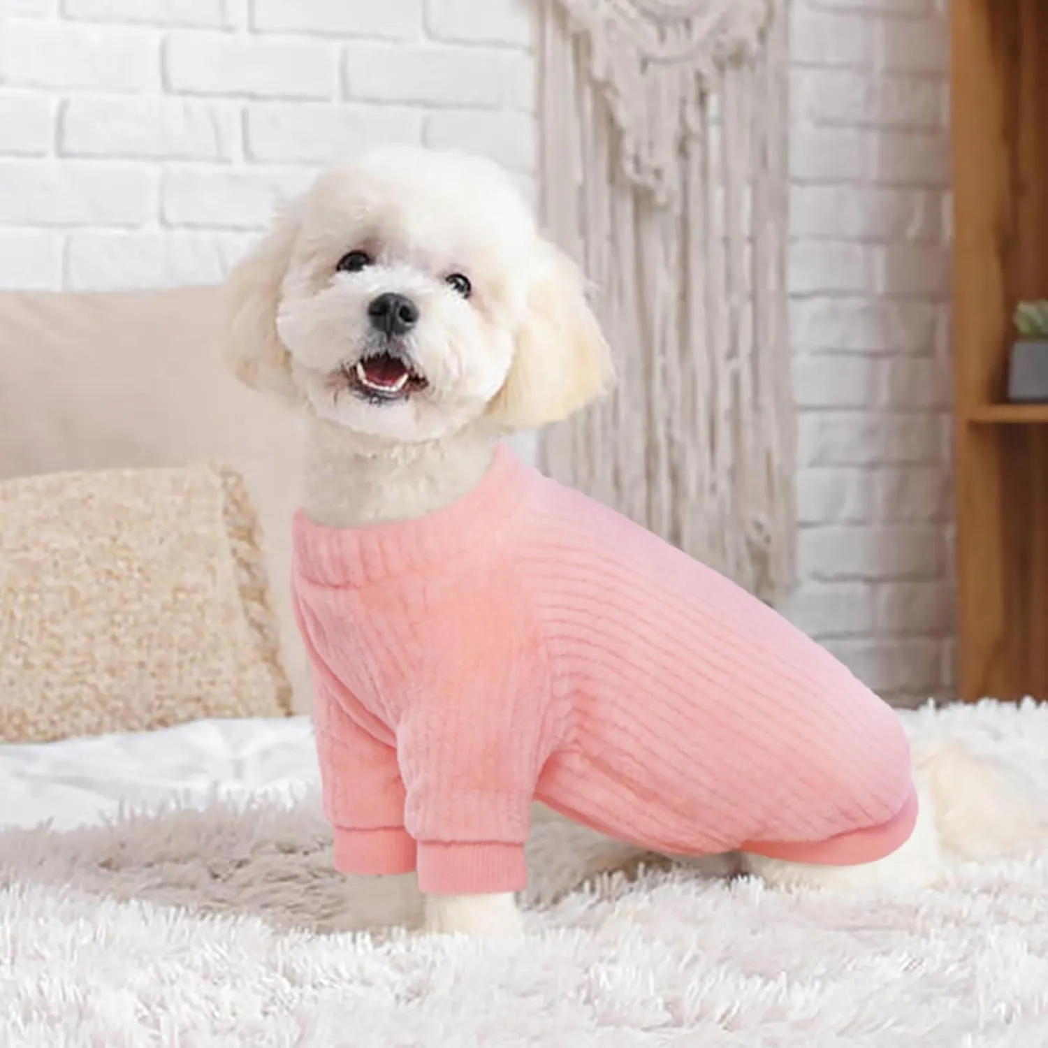 Kuoser Dog Sweater, Dog Sweaters for Small Dogs Girls Boys, Christmas Dog Sweater Pet Outfit, Dog Winter Clothes Doggie Sweatshirt for Boston Terrier, Schnauzer (Pink M)