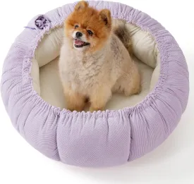 Lesure Dog beds for Small Dogs - Washable Cute Cat Beds with Versatile Dual-Use Design, Reversible Round Pet Bed for Puppy and Kitten, 25x25x8 Inches