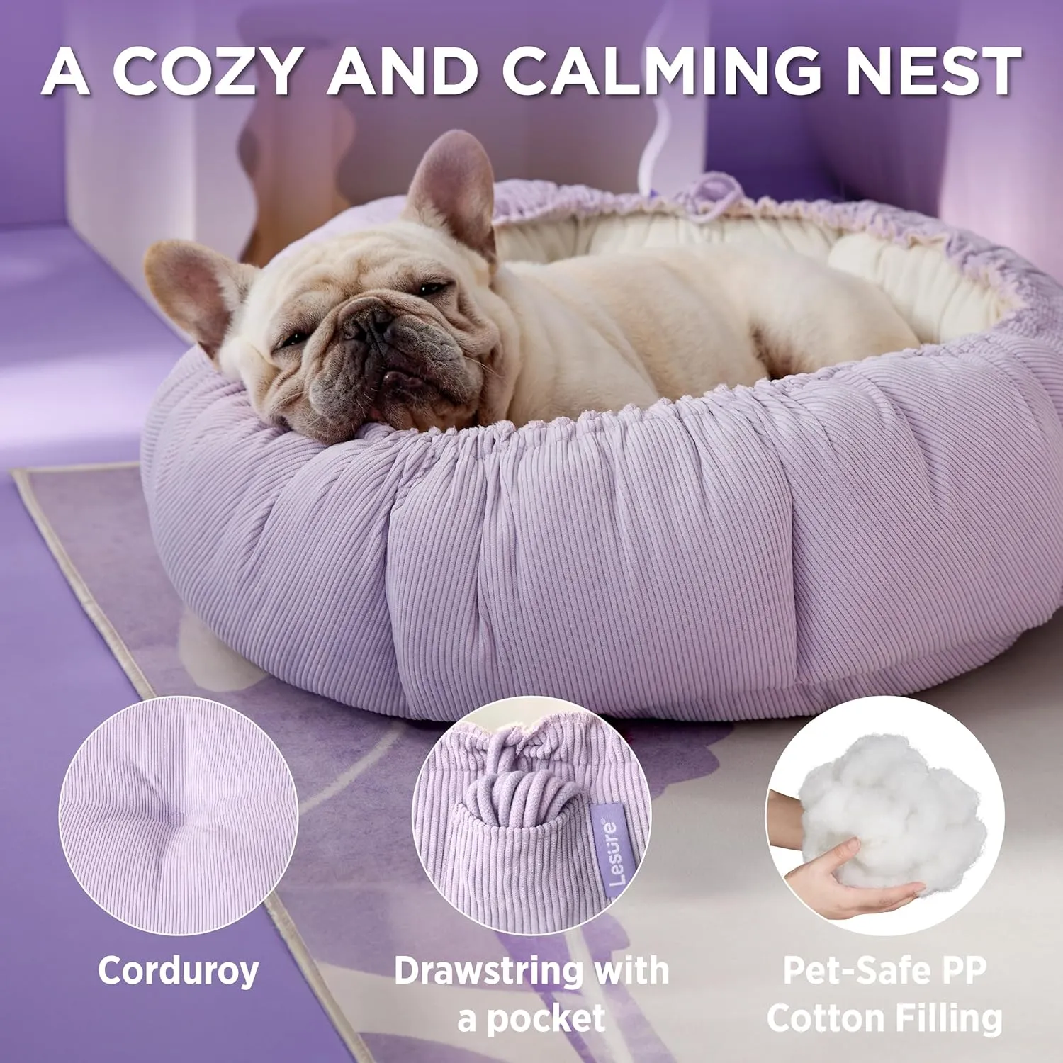 Lesure Dog beds for Small Dogs - Washable Cute Cat Beds with Versatile Dual-Use Design, Reversible Round Pet Bed for Puppy and Kitten, 25x25x8 Inches