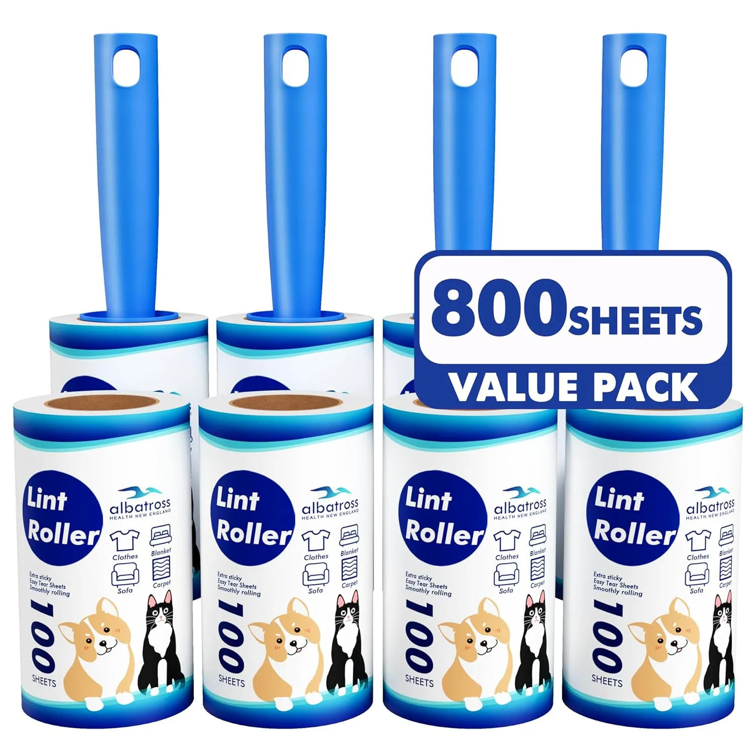 Lint Rollers for Pet Hair Extra Sticky, 800 Sheets Mega Value Set Lint Rollers for Pet Hair Removal, Dog and Cat Lint Remover for Clothes, Furniture, Carpet