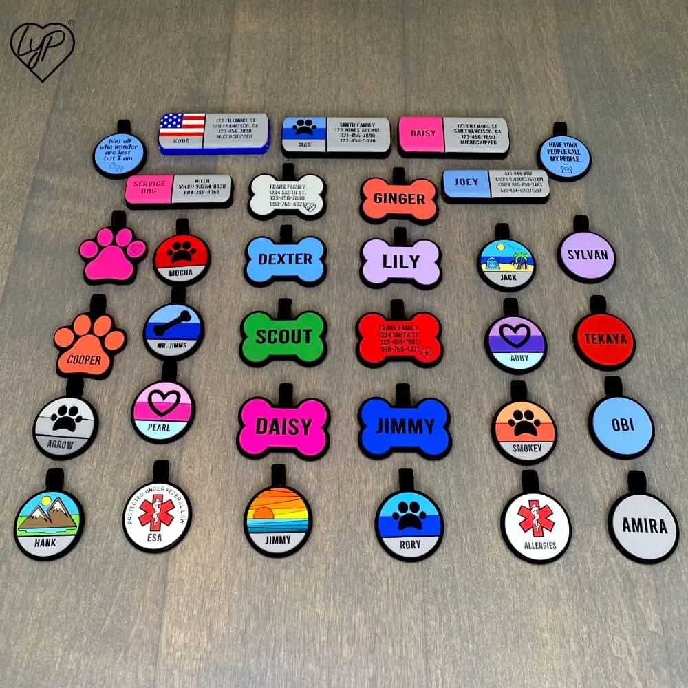 LYP Soundless Slide-On Collar Dog ID Tag - Designer Deep Engraved Silicone  Engraving Will Last - Pet ID Tags, Dog Tags, Cat Tags (Paw - Blue, Medium)