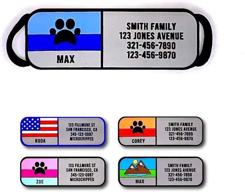 LYP Soundless Slide-On Collar Dog ID Tag - Designer Deep Engraved Silicone  Engraving Will Last - Pet ID Tags, Dog Tags, Cat Tags (Paw - Blue, Medium)