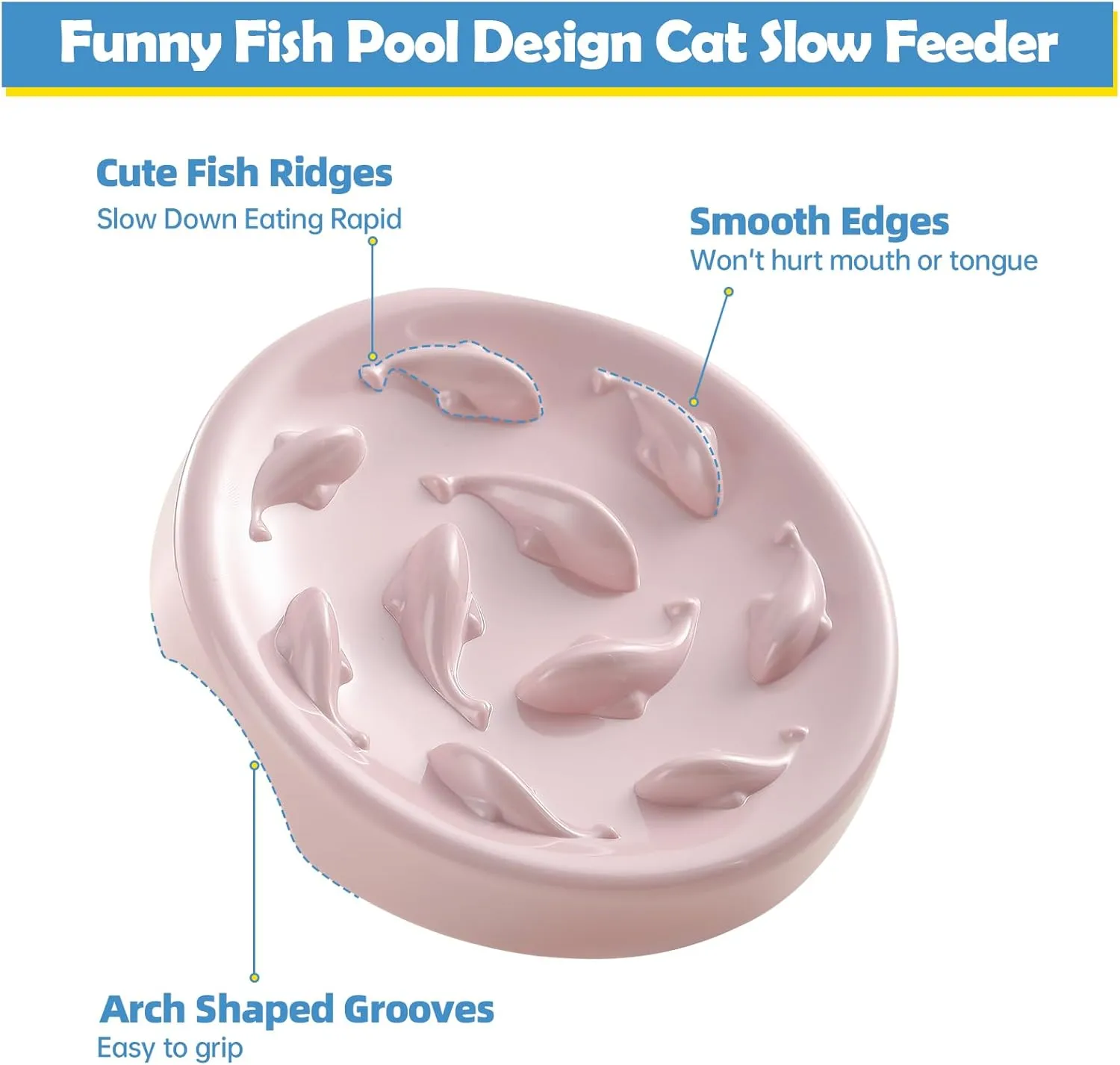 Melamine Slow Feeder Cat Bowl - Small Cat Food Dish - Fun Interactive Maze Design - Anti Vomiting - Pet Comfort Eating - Dishwasher Safe - 6.1''W x 1.2''H