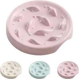 Melamine Slow Feeder Cat Bowl - Small Cat Food Dish - Fun Interactive Maze Design - Anti Vomiting - Pet Comfort Eating - Dishwasher Safe - 6.1''W x 1.2''H