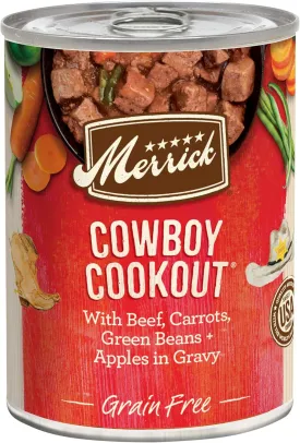 Merrick Grain Free Wet Dog Food, Premium And Wholesome Gluten Free Canned Adult Dog Food, Cowboy Cookout - (Pack of 12) 12.7 oz. Cans