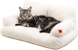 MEWOOFUN Cat Bed for Indoor Cats, Washable Dog Beds for Small Dogs & Cats with Removable Cover, Fluffy Cat Couch with Non-Slip Bottom (Beige, 26.0" L X 19.0" W X 13.0" Th)