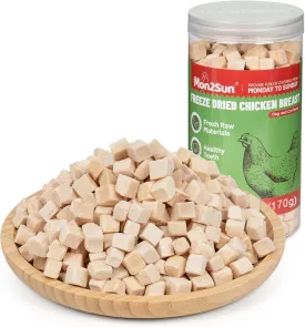 MON2SUN Freeze Dried Chicken Cat and Dog Treats, Single Ingredient Natural and Healthy Dog Snacks, High Protein Training Treats & Food Topper, 6oz