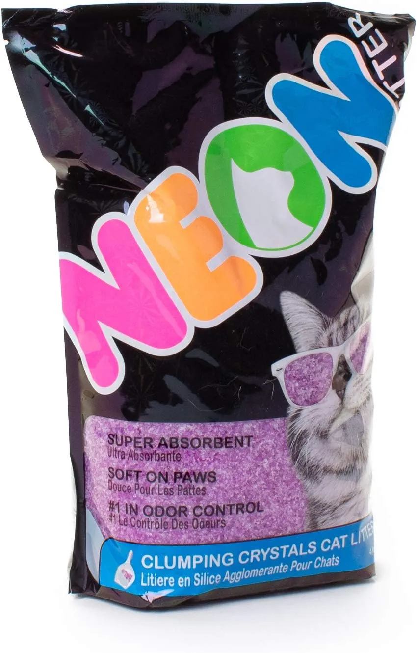 NEON Clumping Silica Gel Crystal Cat Litter, Purple