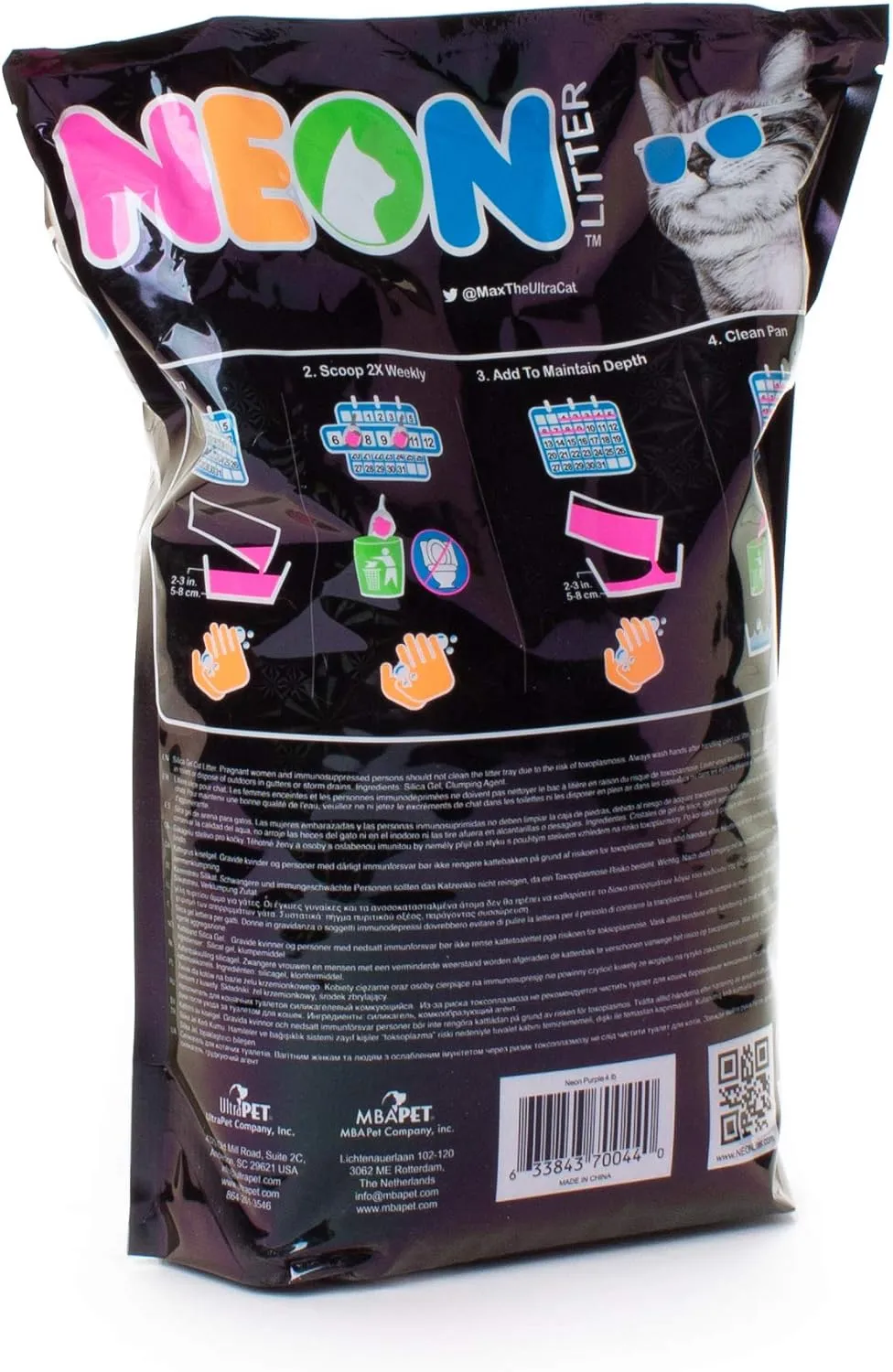 NEON Clumping Silica Gel Crystal Cat Litter, Purple