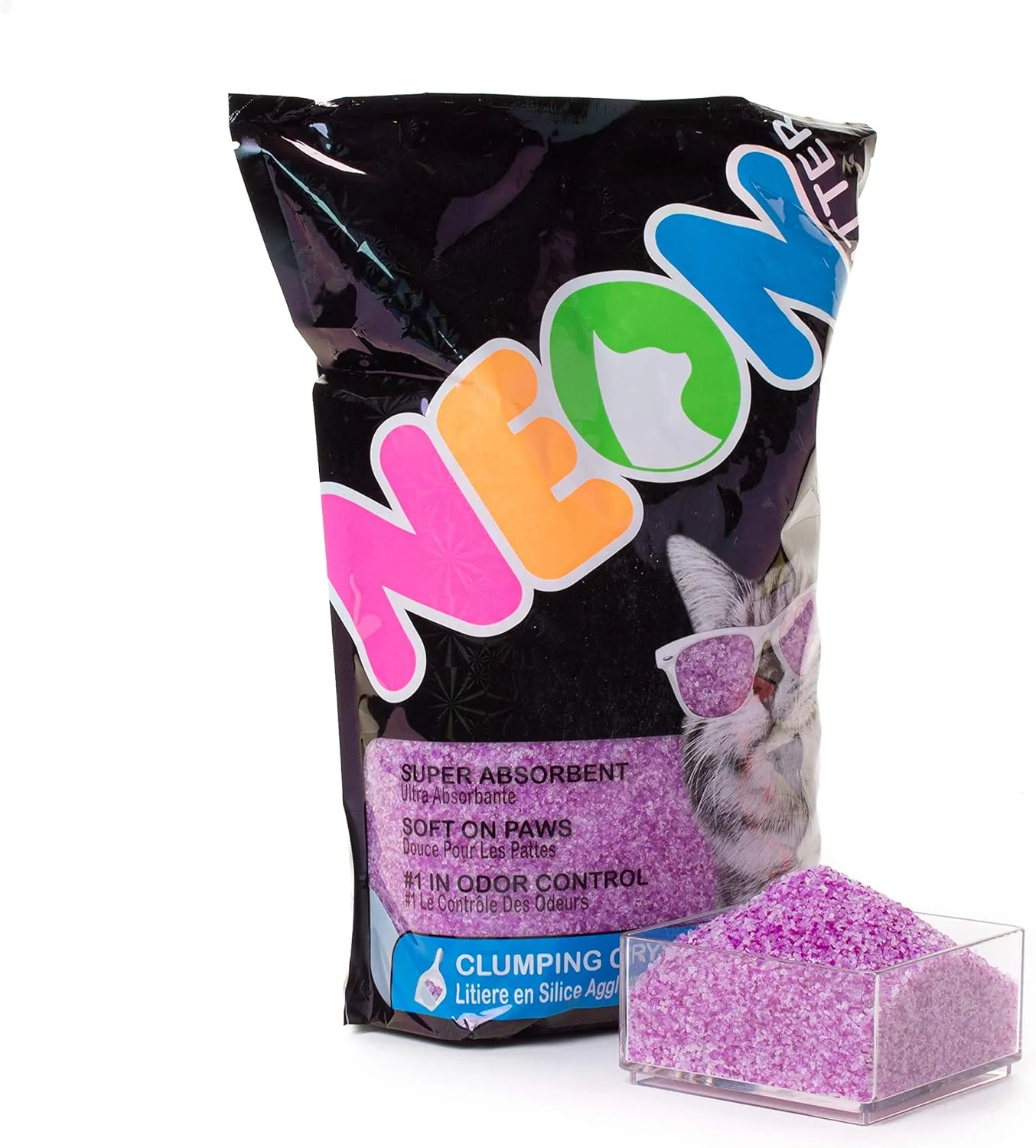 NEON Clumping Silica Gel Crystal Cat Litter, Purple