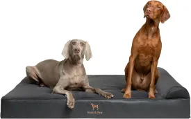 NOAH & PAW Giant Dog Bed XXL 55x45x11 Inch, Orthopedic Dog Beds, Eggshell Memory Foam Infused with Cooling Gel, Waterproof, Machine Washable, Includes Inner Cover (Faux Leather)